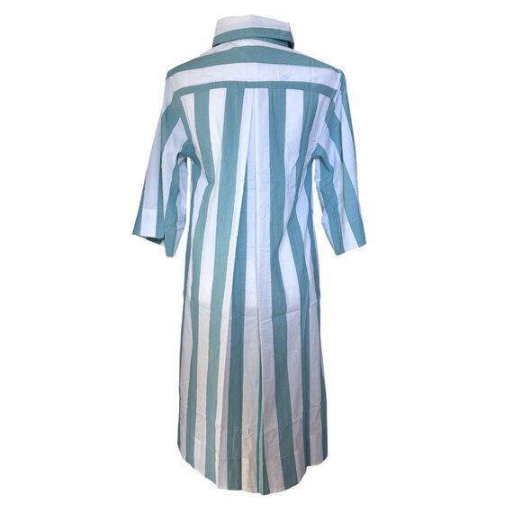 Lake x Atlantic Pacific Marnie Caftan Azure Stripe Night Shirt Dress Cotton - Picture 4 of 9